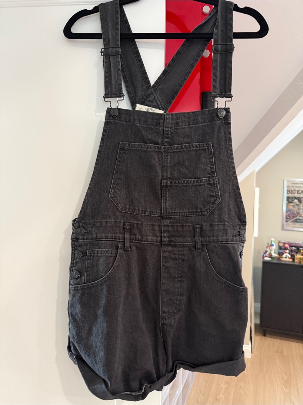 We The Free Black Crossback Denim Overalls